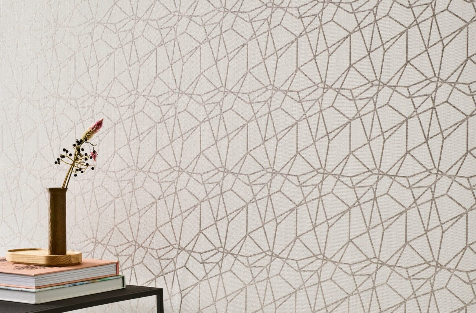 A white wall with a pattern of lines and triangles.