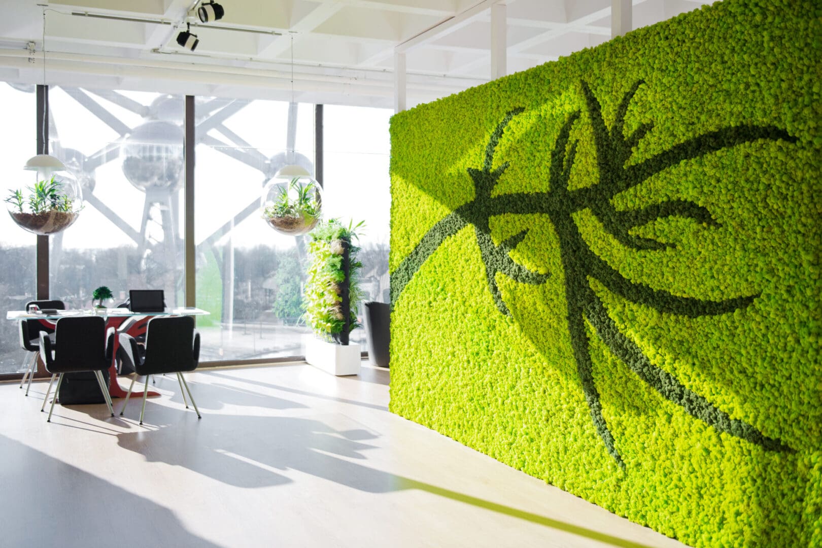 A living wall in the middle of an office.