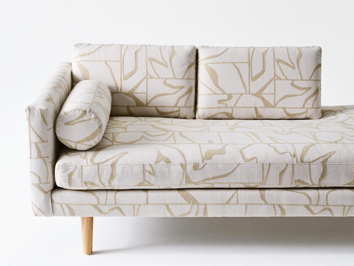 A couch with a floral pattern on it